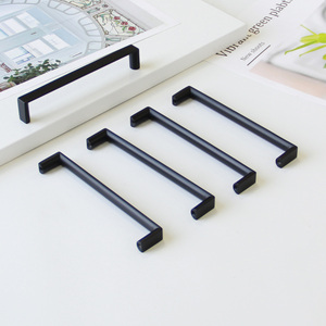 Modern Matte <b>Black</b> Zinc Alloy Cabinet Handles Drawer Pulls-Durable Eco-Friendly Rectangle Shape Easy Installation for Living - Product Image 1