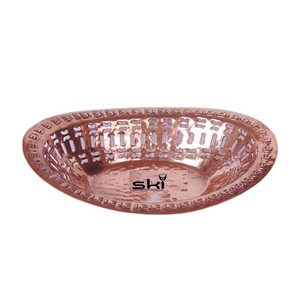 Corbeille à pain faite à la main en cuivre pur servant du pain Chappati maison hôtels Restaurant mariage cadeau commercial article Serveware - Product Image 1