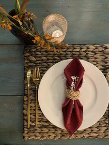 Ensemble de 12 pièces de ronds de serviette de ferme rotin tissé décor de Table de Pâques porte-serviettes de table à manger en vrac - Product Image 4