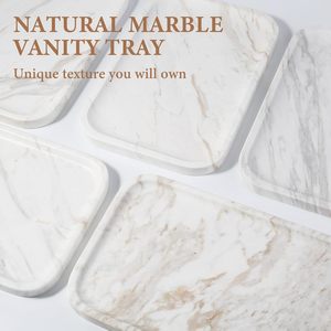 Plateau de vanité classique à un niveau en marbre blanc pour bijoux et vaisselle, organisateur multifonction portable pour salle de bain et bureau - Product Image 4