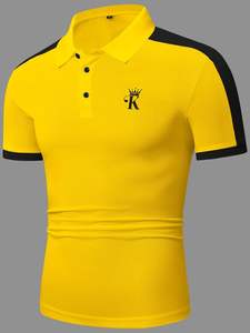 T-shirt décontracté grande taille pour hommes, tissu tricoté en coton respirant de haute qualité, manches courtes imprimé lettres simples et unies - Product Image 2