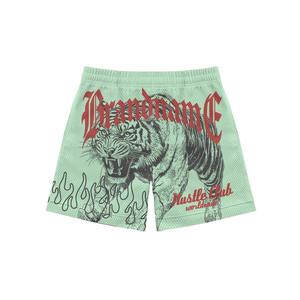 Pantalones Cortos de Malla Premium de 160 GSM, 100% Algodón, Color Verde Menta, Transpirables, Impermeables, de Secado Rápido, Ecológicos, con Cierre de Cordón, de Longitud Media - Product Image 1