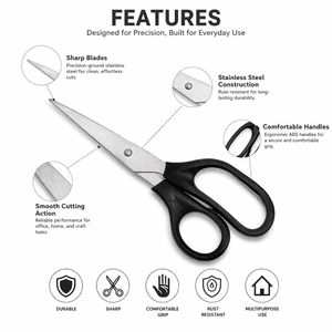 Tijeras de Corte de Precisión de 8 Pulgadas, Hojas Afiladas de Acero Inoxidable, Agarre Cómodo para Sastrería, Oficina, Manualidades y Uso con Papel - Product Image 2
