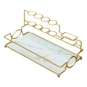 Marbre et métal Acier inoxydable plaqué or fini Porte-brosse à dents au design personnalisé pour la maison et le salon, la salle de bain - Product Image 1