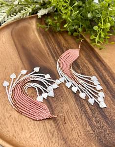 Pendientes de cuentas bohemias con flecos en cascada Andy de diseño turquesa, regalo de joyería único - Product Image 5