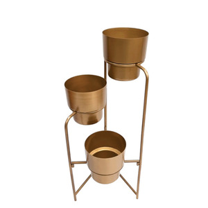 Maceta de hierro metálico de alta calidad con soporte plegable, uso de maceta de Metal de Color dorado para decoraciones de hogar y jardín personalizadas - Product Image 1
