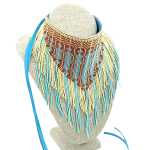 Artesanías de calidad para mujer, cuentas de semillas de cristal, conjunto de collar llamativo que incluye pendientes y gargantilla, cuentas de cristal, regalo para mujer - Product Image 1