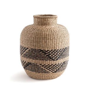 กระถางดอกไม้จากหญ้าทะเลทันสมัย ข้อเสนอสุดคุ้ม แจกันดอกไม้จากหญ้าทะเล กระถางฟางสานด้วยมือ - Product Image 1