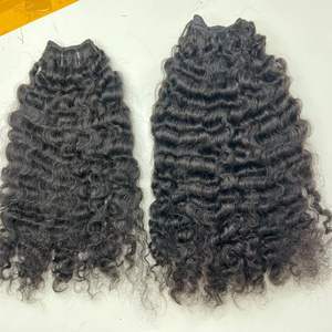 Extension de trame de cheveux humains crus péruviens bouclés à Double dessin, paquets de tissage de cheveux bouclés birmans à extrémité épaisse - Product Image 1