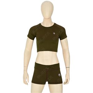 Vêtements de gym sans couture pour femmes Yoga Set Fitness Short Sleeve Crop Top and High Waist Short Elastic Waist Yoga Leggings - Product Image 1