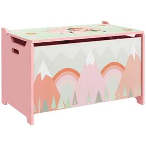 Boîte à jouets mignonne de couleur rose avec un design animal, avec un couvercle à charnière de sécurité, organisateur de chambre à coucher pour le rangement des jouets, fabriqué en Chine, modèle AL1247 - Product Image 1