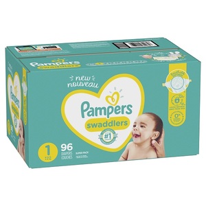 Pañales Pampers Swaddlers Sensitive de alta calidad con indicador de humedad, talla 1, en paquete de 96 unidades, cajas de exhibición al por mayor para tiendas. - Product Image 1