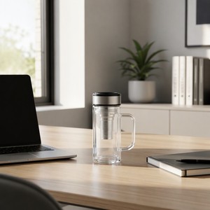 Wholesale Double Wall Borosilicate Glass Tea Infuser Cup Tea Mug With Handle For Office Home - Product Image 5