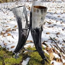 Tasses à bière de finition royale Corne à boire de boeuf fabriquée à la main avec support en métal Corne à boire Viking Tasse à bière - Product Image 6
