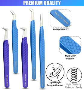 Pinzas para pestañas con punta de fibra de calidad superior, pinzas para pestañas con ángulo de 45 90 grados, herramienta de aislamiento de pestañas, pinzas para pestañas rectas, ligeras - Product Image 3