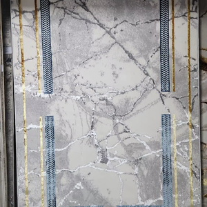 Tapis turc moderne en polypropylène tissé jacquard, fabriqué à la machine, avec envers en jute de haute qualité, résistant aux taches, à poils longs, motif abstrait - Product Image 1