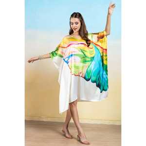<b>Prism</b> Splash Women's Short Kaftan Dress Soft Satin Material - Product Image 1
