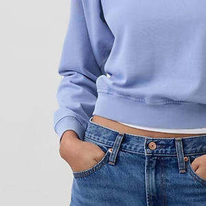 Sudadera Corta para Mujer con Diseño de Hombros Caídos, Tejido de Felpa Suave, Precio de Fábrica 2026, Manga Larga, Ropa Casual - Product Image 3