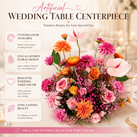 Arrangement floral romantique le plus vendu pour la décoration de réception de banquet, centre de table artificiel pour mariage