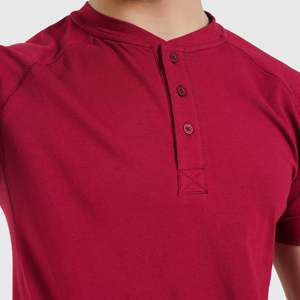 M024 Slim Fit Maroon Short Sleeves T-Shirt Printed Solid Pattern Tee with Silk <b>Screen</b> Printing Knitted Fabric Garment Dyed - Product Image 6