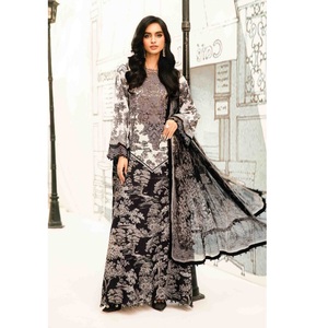 Noir Fleur Pelouse Imprimer Robe D'été Coton Salwar Kameez Traditionnel Inde Pakistanais Événement Tenue En Viscose WS INTERNATIONAL - Product Image 1
