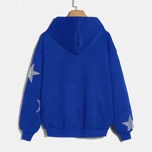 Sweat à capuche court surdimensionné en streetwear avec logo personnalisé, 400 g/m², délavé à l'acide, noir, avec strass sur toute la surface, sweat à capuche d'hiver pour homme - Product Image 5