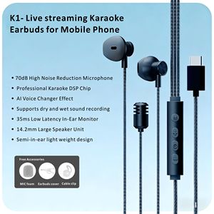 Karaoké en direct, écoute de musique, écouteurs avec effets sonores DSP, égaliseurs variés, voix profondes et basses puissantes. - Product Image 2