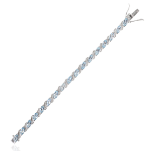 Marquise aigue-marine et diamant américain rond Bracelet de tennis en argent sterling 925 plaqué rhodium Style tendance pour les cadeaux de mariage - Product Image 3