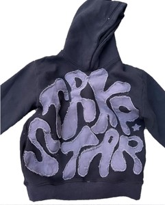Personnalisé de haute qualité recadrée poids lourd Vintage en détresse broderie Patch unisexe 450 gsm acide lavé sweats à capuche pour hommes - Product Image 1