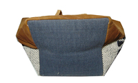Große Damen-Tragetasche mit Individuell Bedrucktem Logo, Geometrischem Design, 100% Canvas, Kilim Durries Ledergriff, Leichtgewichtig und Wiederverwendbar