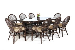 Ensemble de salle à manger antique asiatique Vizier en rotin, confortable et élégant pour le salon, le jardin et les espaces extérieurs, fabriqué à la main, durable - Product Image 2