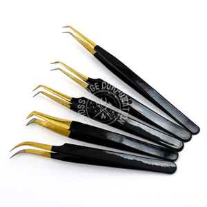 Meilleure pince à épiler pour extension de cils Volume de la botte à 90 degrés et pince d'isolation longue et légère Pointe pointue Poignée en fibre pour cils - Product Image 1