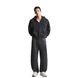 Conjunto Deportivo para Hombre con Cierre y Lavado Ácido, 100% Algodón, Chándal Vintage de Alta Calidad, Transpirable y Cómodo - Product Image 1