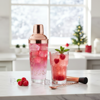 Ensemble de shaker à cocktails, boîte cadeau de barware florale avec verre à whisky, pilon et cuillère à mélanger par Magic Helper