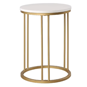 Tables basses gigognes rondes modernes en marbre avec structure en métal doré, meubles de salon écologiques - Product Image 1