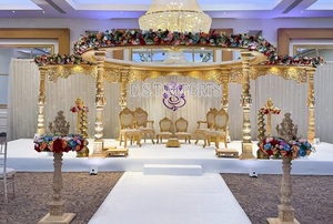 Royal Golden Carved Wedding Mandap FIJI Hindu Wedding Golden Carved Mandap Exclusive Wedding Golden Carved Mandap Germany - Product Image 2