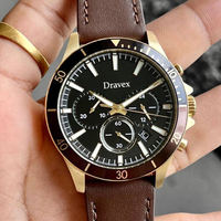 Montre Chronographe Homme Tendance en Gros, Cadran Pepsi Rouge et Bleu, Bracelet en Cuir, Étanche 100M, Montre-Bracelet Sport à Quartz pour Homme