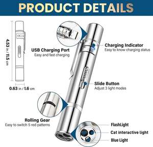 Venta caliente de alta calidad USB interactivo gato juguetes estilo clásico láser pluma gato Teaser ejercitador juguete de entrenamiento precio al por mayor - Product Image 2
