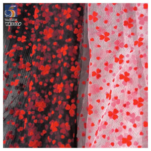 Tulle YX303, style tendance, tissu <span class=keywords><strong>en</strong></span> nylon, <span class=keywords><strong>maille</strong></span> floquée, cœur rouge, tulle floqué rouge pour sous-vêtements - Product Image 4