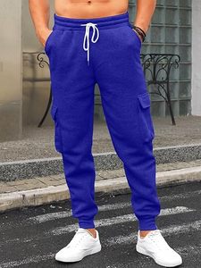 2024 pantalons minces décontractés pour hommes de haute qualité 100% coton polaire pantalon de couleur unie avec Logo taille moyenne motif droit - Product Image 4