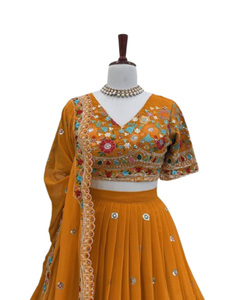 Women's Traditional Indian Pakistani 3-Piece <b>Lengha</b> Choli Plazzo Ready-to-Wear for Summer Weddings Parties for Spring - Product Image 1