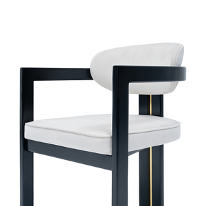 Chaise de salle à manger avec accoudoir en bois massif marron avec design scandinave pour bureau à domicile et appartement - Product Image 6