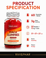 Gummies de Maca en marque blanche OEM 3000mg avec Ginseng et Gingembre pour l'Énergie et la Vitalité, Complément de Bien-être Masculin, 60 Comprimés pour Adultes