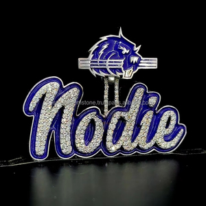 Pendentif Hip Hop populaire en argent sterling 925, avec moissanite, design personnalisé de lettres glacées, plaqué or, émail, diamant comme pierre principale, pour soirée, IGI - Product Image 1