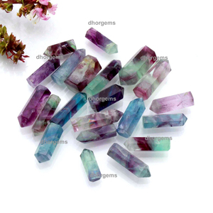 Pointes de cristal de fluorite bleue, tour de quartz naturel à double terminaison |   Pierres précieuses polies, pierres de guérison, cristaux de Reiki en vrac - Product Image 6