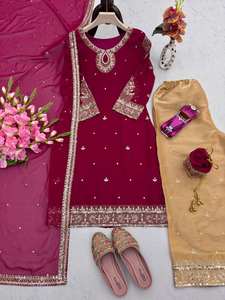 Conjunto de Tres Piezas de Diseñador de la Mejor Calidad para Mujer, Conjunto de Kurta y Pantalón del Fabricante y Mayorista, Regalo para Ella, Informal - Product Image 6