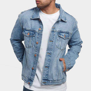 Wholesale High Quality Streetwear Punk <b>Thin</b> 100% Cotton Eco-Friendly Custom Logo Blank Denim <b>Jacket</b> for <b>Men</b> - Product Image 1