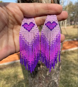 Purple love Beaded Fringe Seed Bead Dangle Boho - Product Image 2