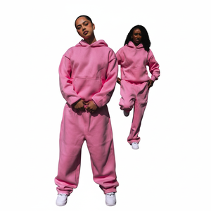 New Arrival High Quality Oversized Baggy blank woman Tracksuit Sets in Low MOQ Wholesale 100% cotton fleece 450gsm <b>comfortable</b> - Product Image 6