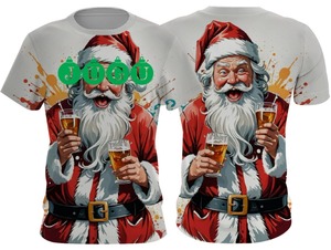 T-shirt à manches courtes pour homme, col rond, coupe ample, en tissu tricoté 100% polyester, design de Noël personnalisé par sublimation, écologique - Product Image 5